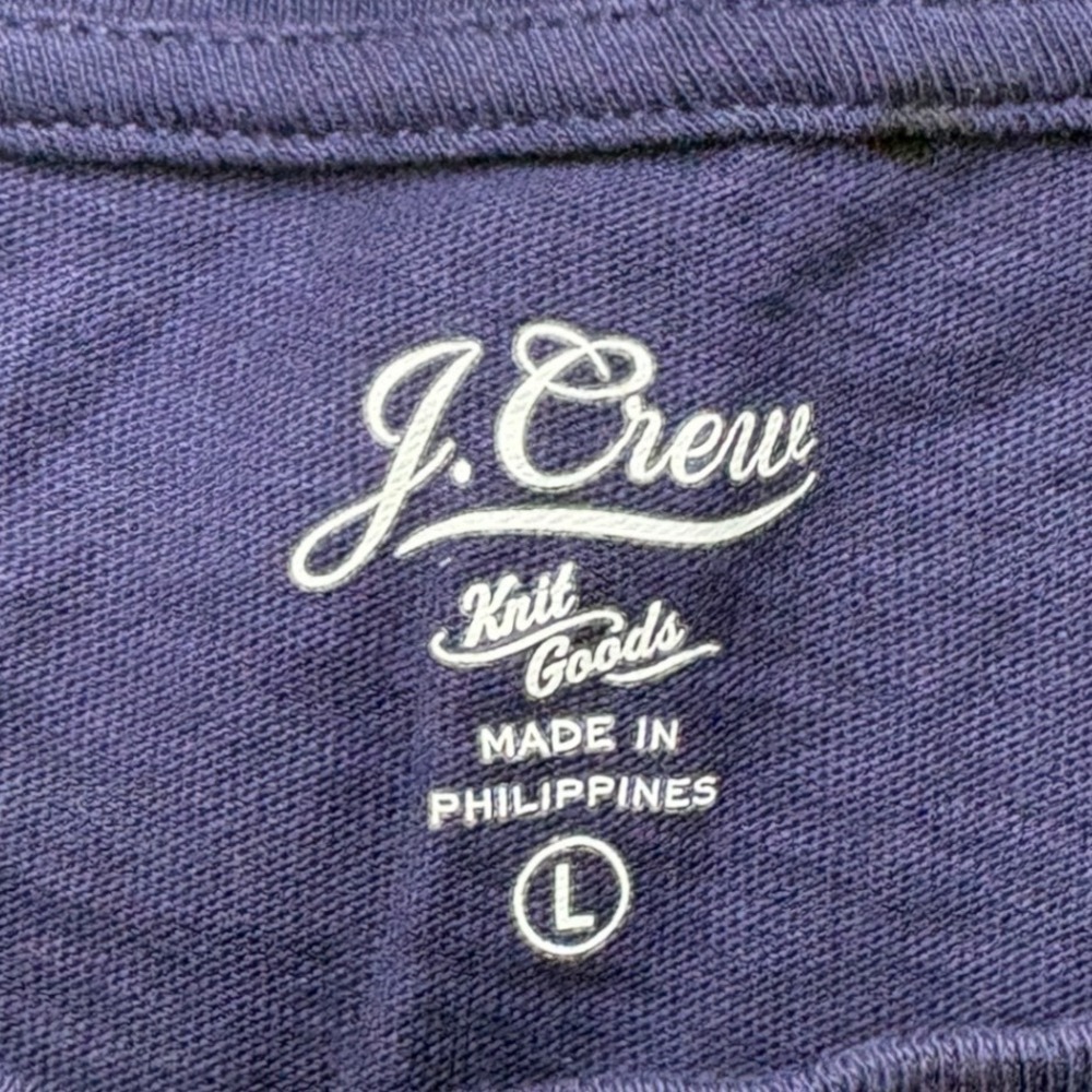 J. Crew Embroidered Knit Cotton T-Shirt Large Nautical‎ Coastal Beachy Preppy - Picture 4 of 8